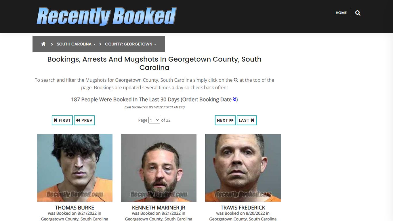 Recent bookings, Arrests, Mugshots in Georgetown County, South Carolina